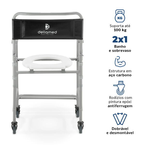 Cadeira Higiênica Modelo D30 em Aço - Dellamed (até 100kg) - Image 7