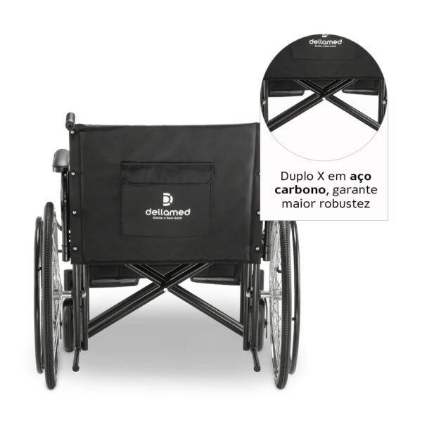 Cadeira de Rodas Dobrável Para Obeso em Aço - Dellamed Modelo D500 (até 180kg) - Image 5