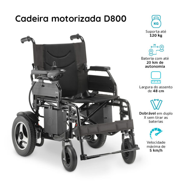 Cadeira de Rodas Motorizada Dobrável em Aço - Dellamed Modelo D800 (até 120kg) - Image 4