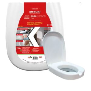 Assento Sanitário Elevado Mebuki Retangular 7,5 cm com Tampa