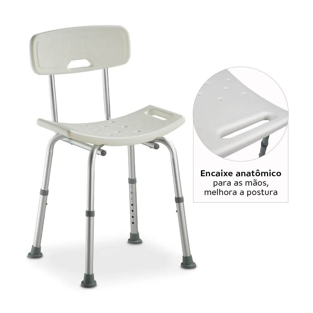 Banco para Banho em Alumínio com Encosto D2 – Dellamed - Imagem 3